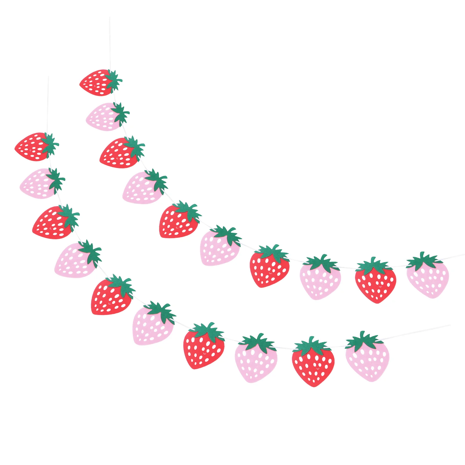 

2 Sets Strawberry Felt Garland Merry Birthday Banner Kids Party Decorations Strawberry Party Supplies Summer Wreath