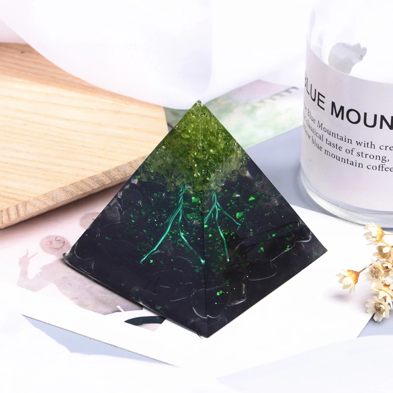 

Новый обсидиан EMF, защита для медитации, исцеление, кристаллический генератор энергии, пирамида оргонита Handmad Tree Of Life