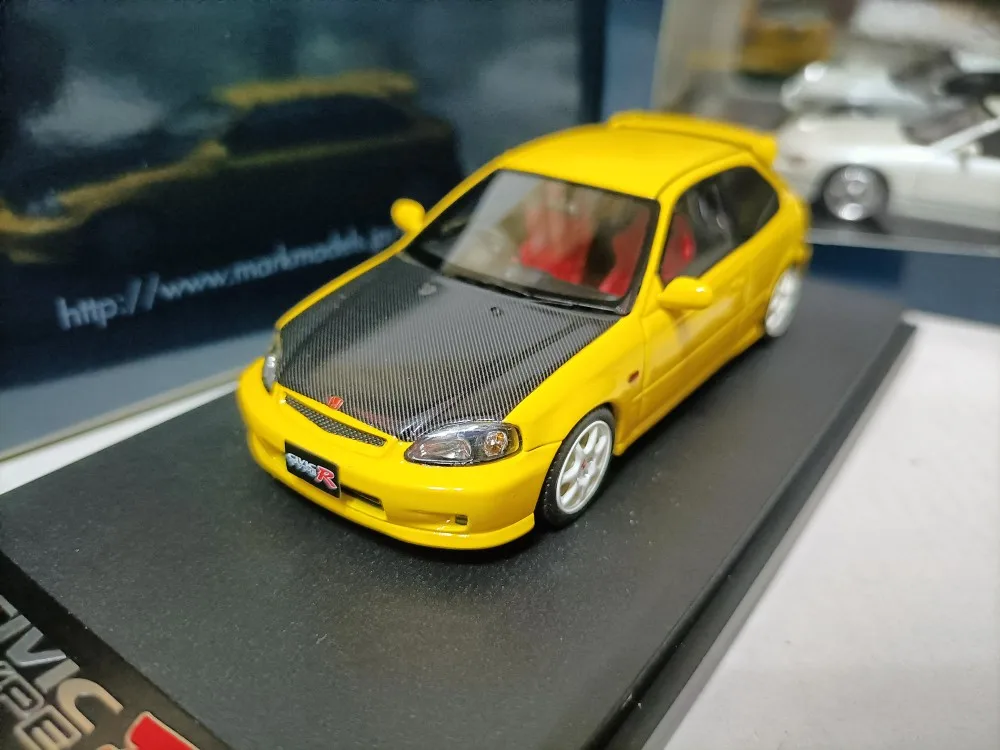 

MARK43 1 43 Honda Civic маленький стальной пистолет Тип R EK9 Солнцезащитная желтая модель спортивного автомобиля
