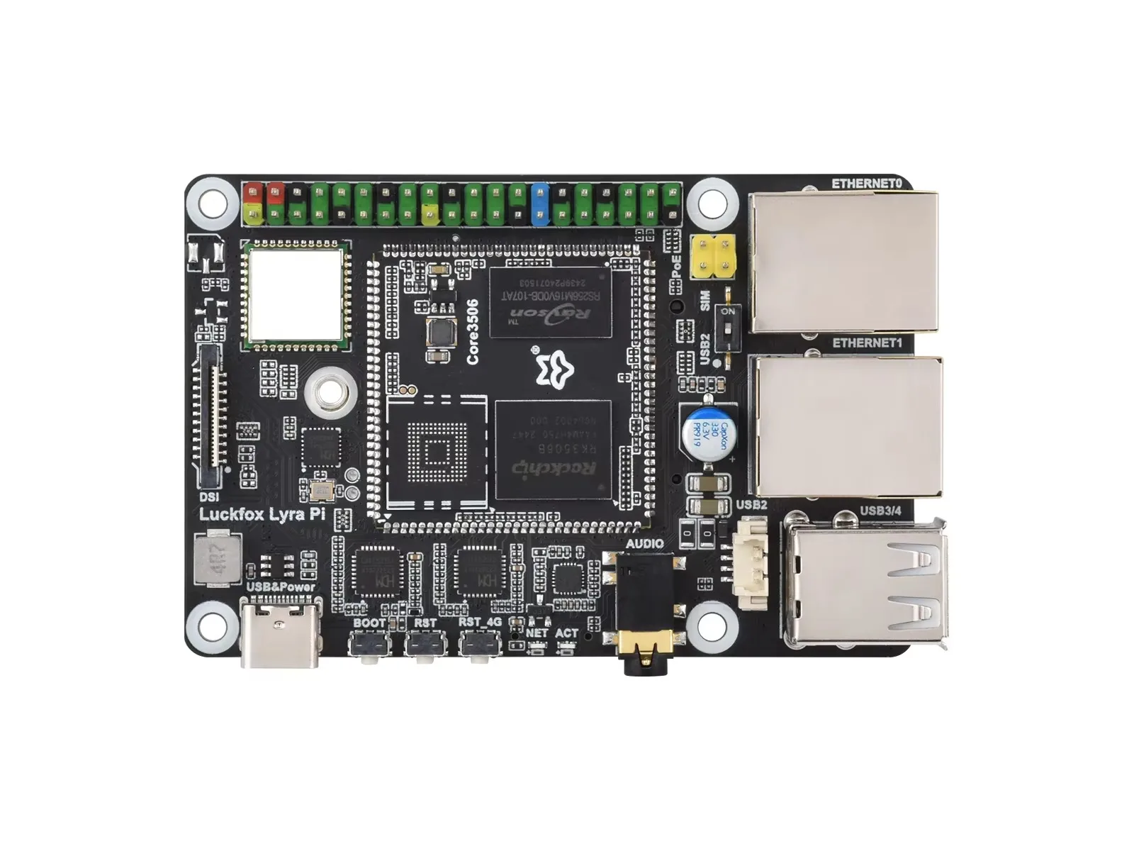 Фото DroMaLuckfox Lyra Pi Linux SBC - Трехъядерный процессор A7, Wi-Fi 6/BT5.2, MIPI DSI, поддержка 4G LTE, Rockchip Matrix IO, опция EMMC/MicroSD. №3
