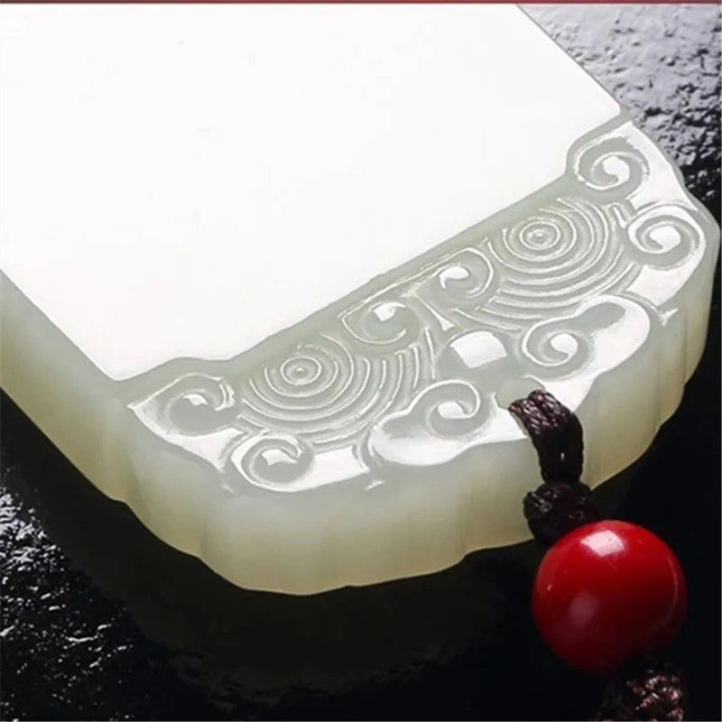 China 100% Natural Nephrite Hetian White Jade Handcarved Glossy Pingan Pendant