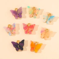 20pcs 1214mm new 8 colors colorful butterfly acrylic charms jewelry making cute pendants earrings necklace for women girl gift