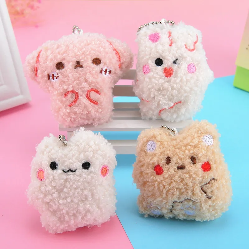 

8cm Cartoon Animal Plush Toys Cute Mini Bear Rabbit Cat Stuffed Plush Doll Pendents Keychain Schoobag Pendant Girl Children Gift