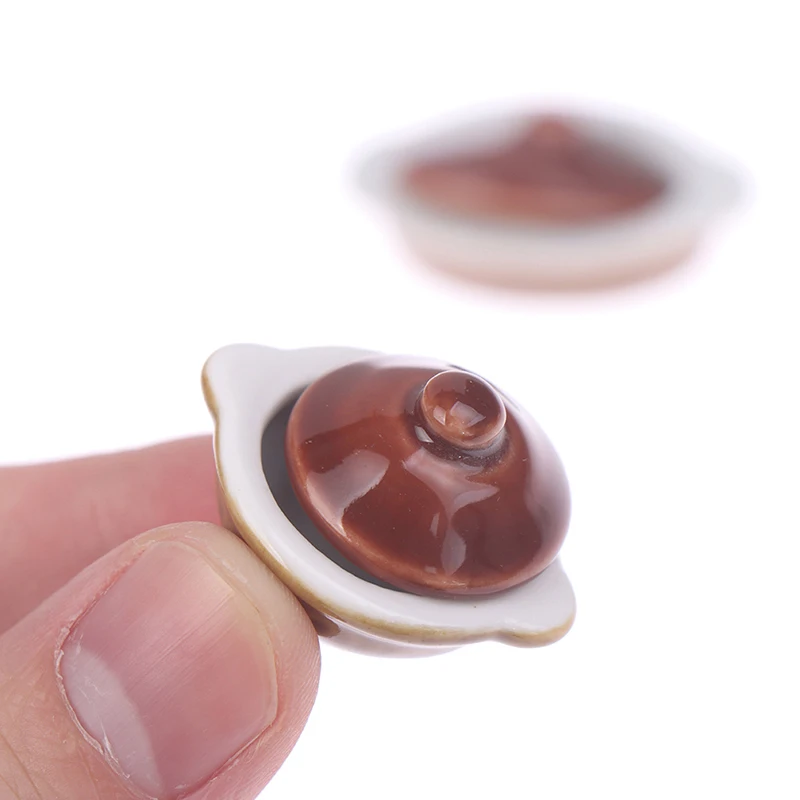

1/12 Ceramic Dollhouse Miniature Accessories Mini Soup Pot Simulation Kitchenware Toy Furniture For Dolls