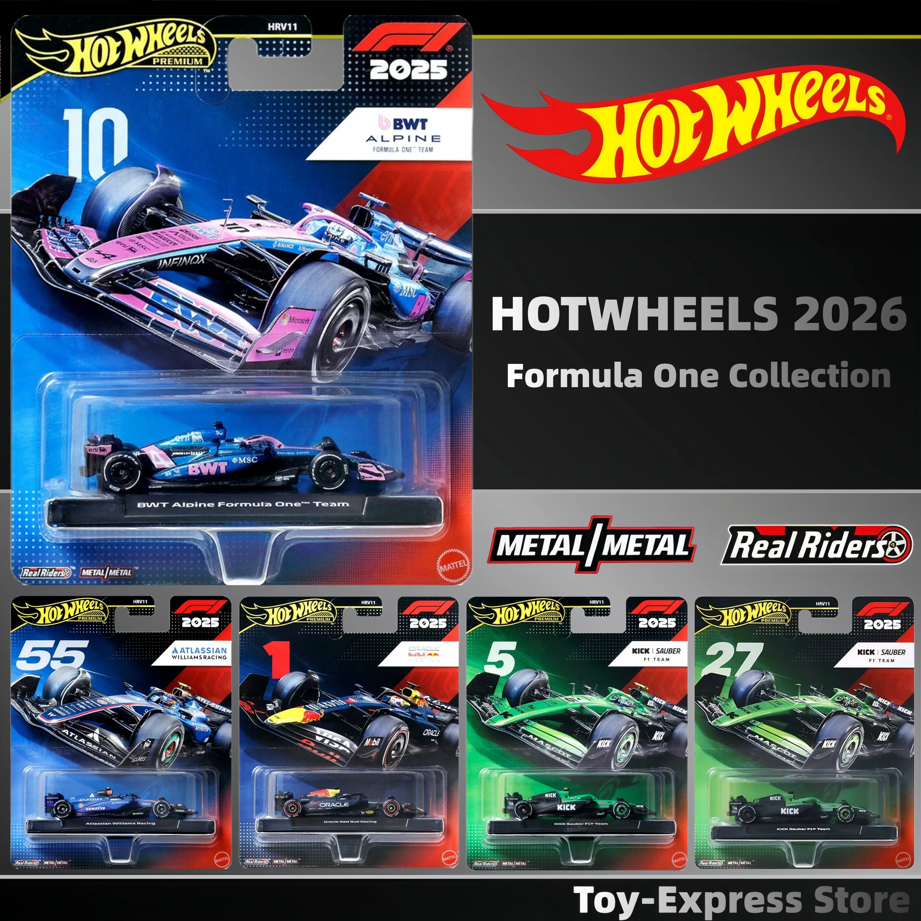 Фото Коллекционная модель автомобиля Hot Wheels Premium 2026 F1 для детей, масштаб 1:64, из сплава, для мальчиков, игрушка для детей, коллекция Hot Wheels 2026 Formula One №1