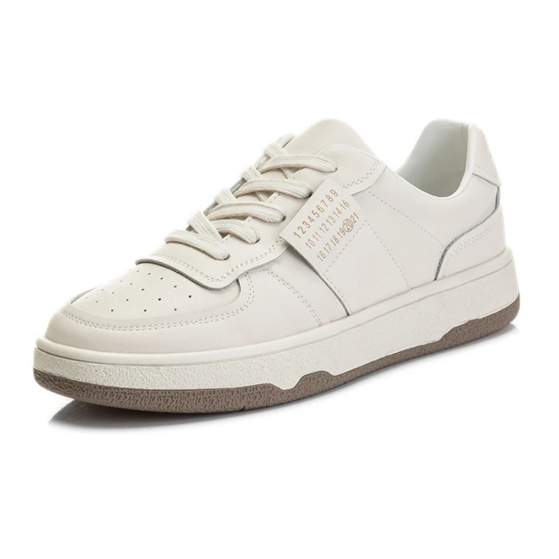 

Women Genuine Leather Shallow Sneakers Casual Thick Soled Sports Flats Plus Size 41 42 43 Female Little White Vulcanized Shoes