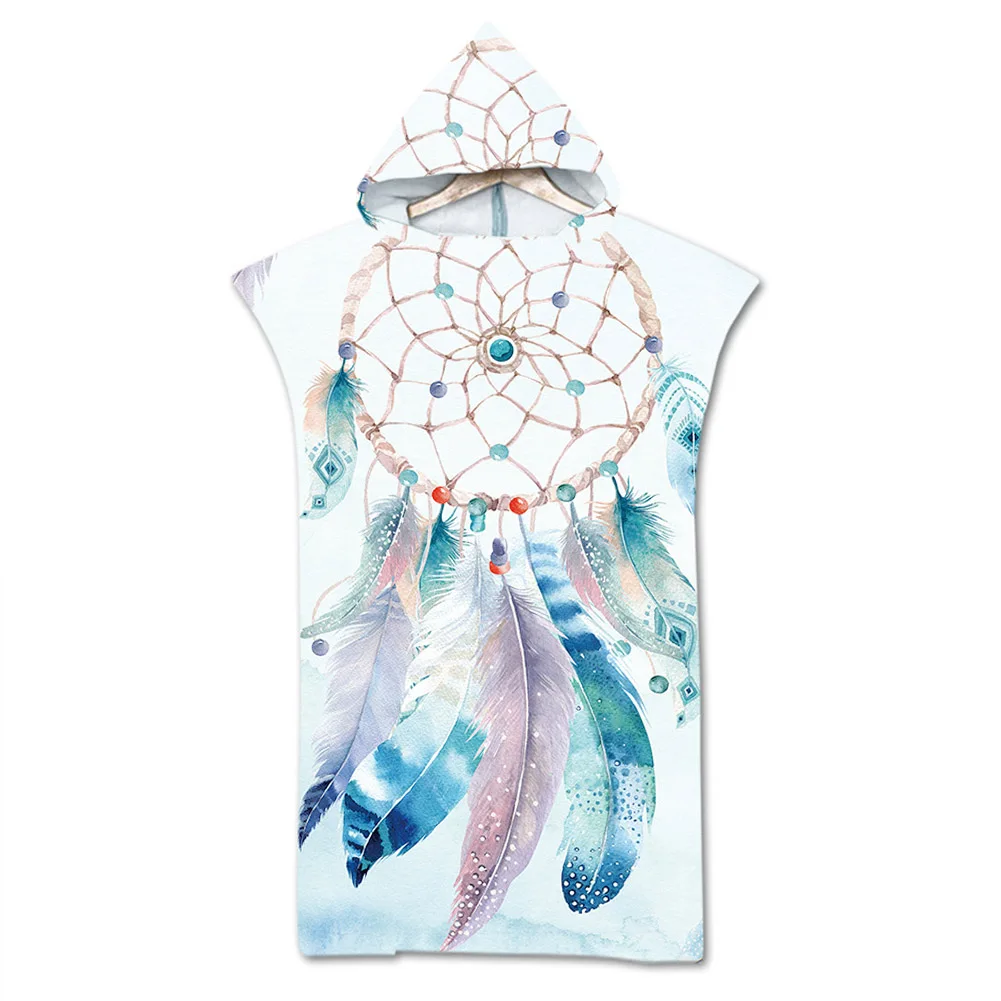 

Cloaks Hooded Bath Towel Swimming Pool Microfiber Fabric Home Water Absorbing Holiday Outdoor Printing Adult Bathrobe Gym Travel