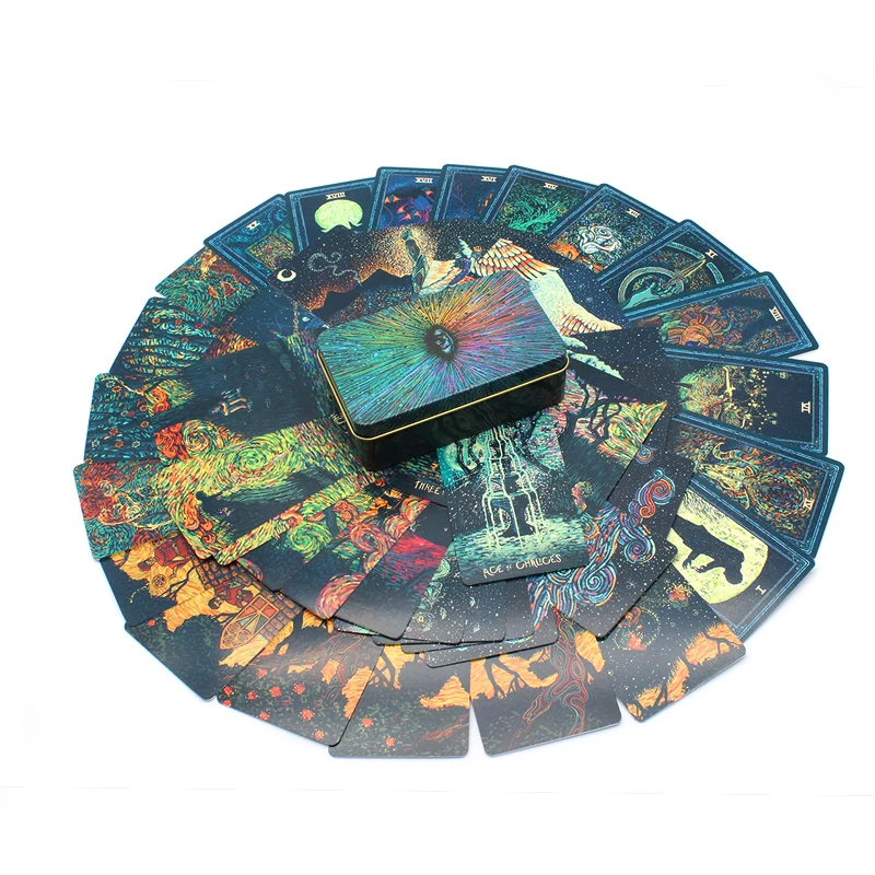 

Light Seers Tarot Deck in a Tin Box Gilded Edge For Beginners Fortune Telling Game Card Light Seer's Oracle 78 Card Deck