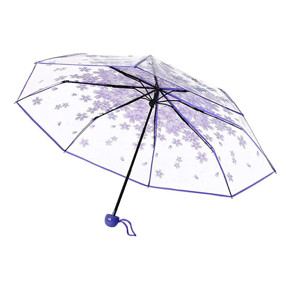

New Personality Umbrella Literary Folding Umbrella Female Tri-fold Umbrella Rainproof Windproof Lightweight Portable Umbrella