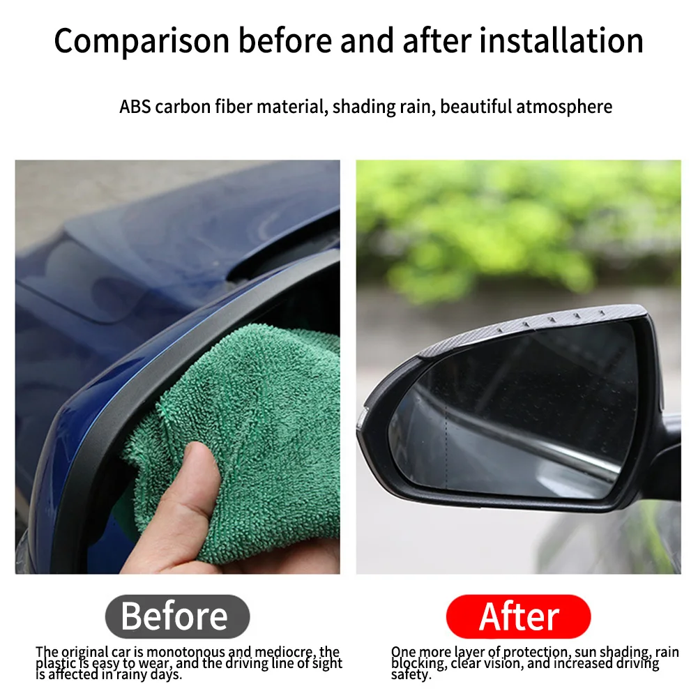 

Carbon Fiber Car Rear View Mirror Rain Shield Rear View Mirror Rain Shield Mirror 100% New Black Carbon Fiber Look PVC Soft