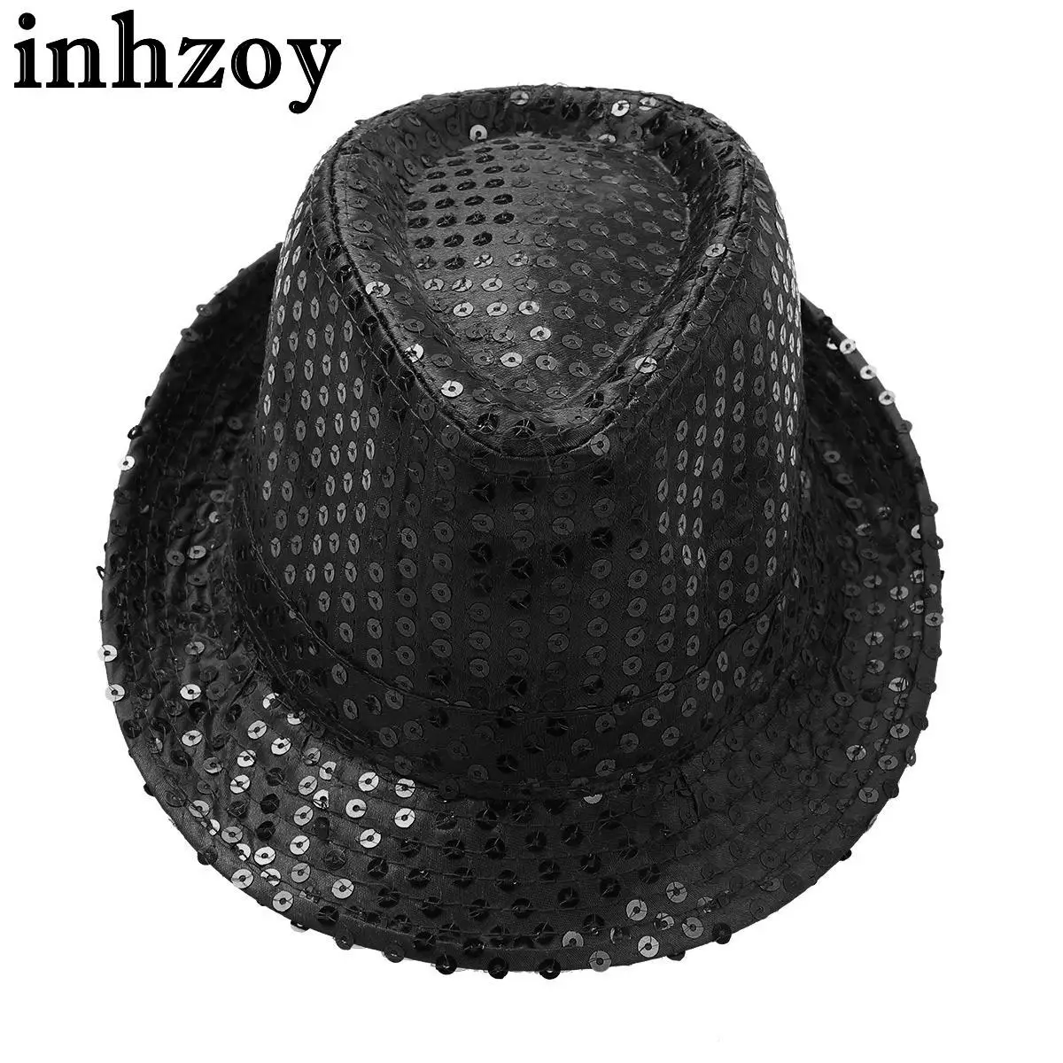 

Girls Boys Sparkly Dots Sequins Fedora Hat Jazz Disco Hip-Hop Dance Unisex Kids Cap Gentlemen Hat Stage Performance Costume