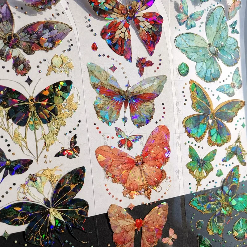 

3 Loops Each Design Colorful Butterfly Rainbow Shiny PET Tape