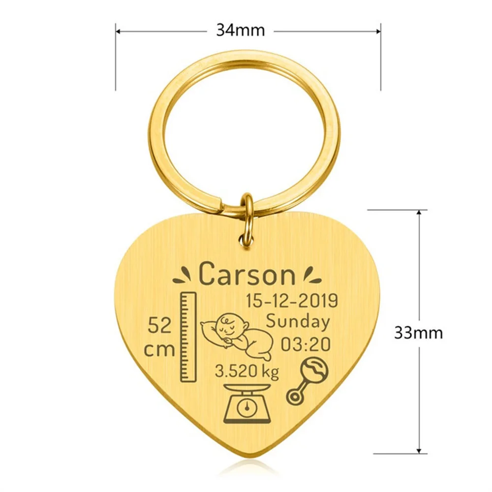 New Baby Keychain New Mom Gift Customized Baby Arrival Gift Personalized Keychain New Dad Customized Baby Name Birth Date Gift