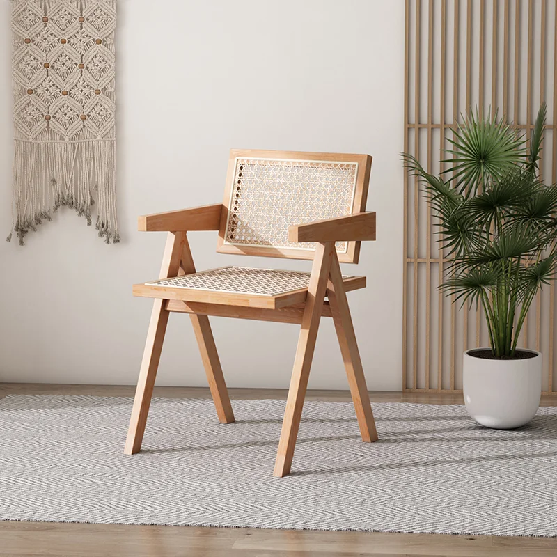 

Деревянные обеденные стулья из ротанга для гостиной, современные стулья из ротанга для ресторана, спальни, бытовой шезлонг, кухонная мебель ZLXP
