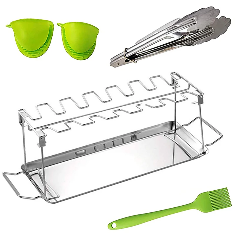 

Подставка для гриля с крыльями курицы, 14 ячеек, для барбекю, куриных барабанных палочек, подставка для Жаровня из нержавеющей стали для кури...