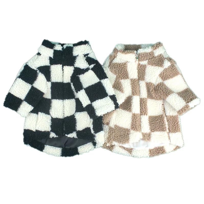 

Winter Pet Dog Thickened Clothes for Small Dogs Clothing French Bulldog Cashmere Checkerboard Coat for Yorkies Jacket PC1655