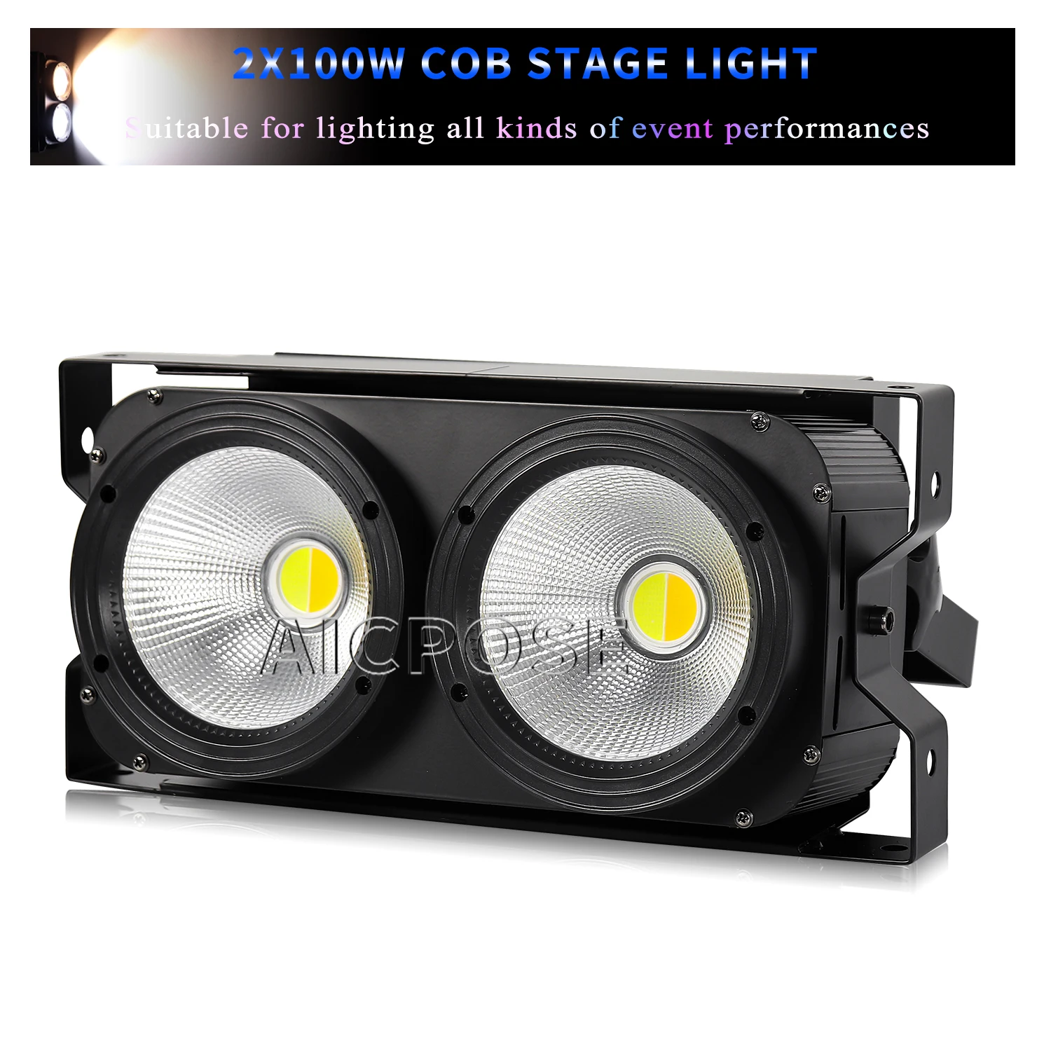 

2x100W COB 2 Eye Audience Light 200W LED Cool White/Warm White Stage Light DMX512 controls DJ Disco Bar Movie and TV Lighting