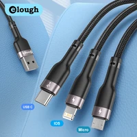 elough 3 in 1 usb cable for iphone fast charger charging cable micro usb phone type c for huawei mate 40 30 xiaomi samsung cord