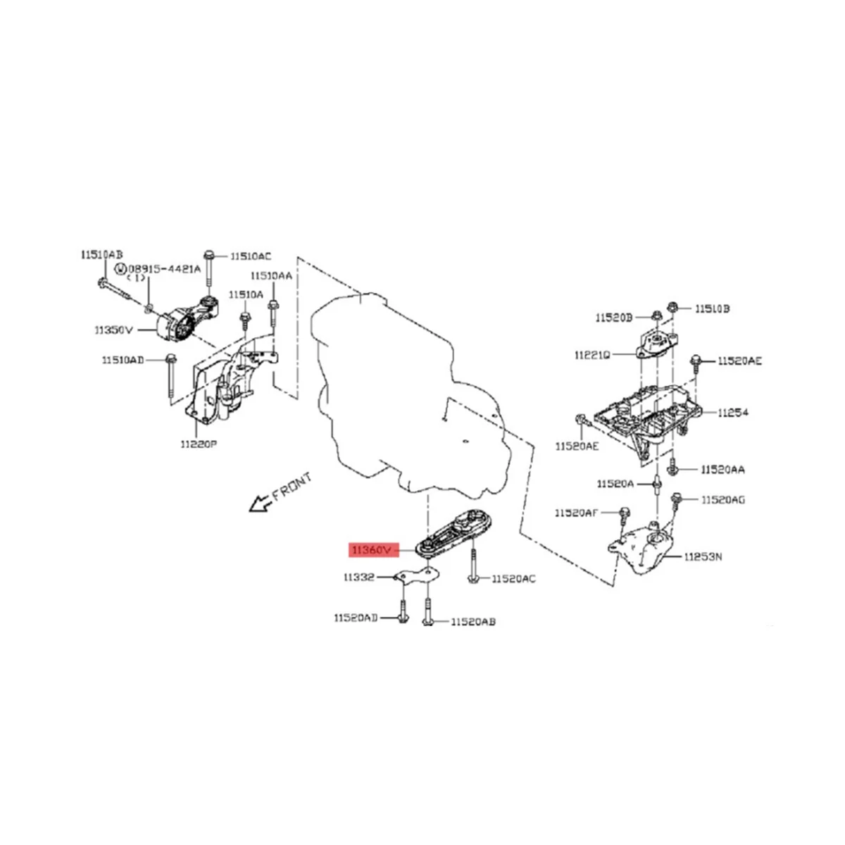 

Задний нижний крутящий момент двигателя, стойка для Nissan Juke Sentra Tiida 2011-2019, буфер двигателя в сборе