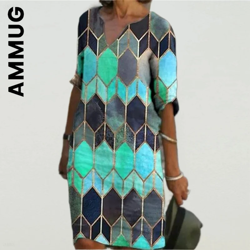 

Ammug Women Dress Half Sleeve New Club Outfits Mini Dress Women's Dress V-Neck A-Line Vintage Elastic Dresses Woman Vestidos