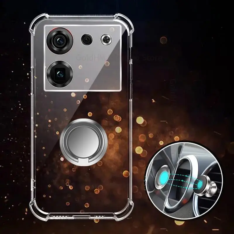 

Funda For ZTE nubia Z50 Ultra HD Transparent Magnet Kickstand Case For Nubia Z50 Z40S Pro Capa Magnetic Ring Soft Silicone Cover