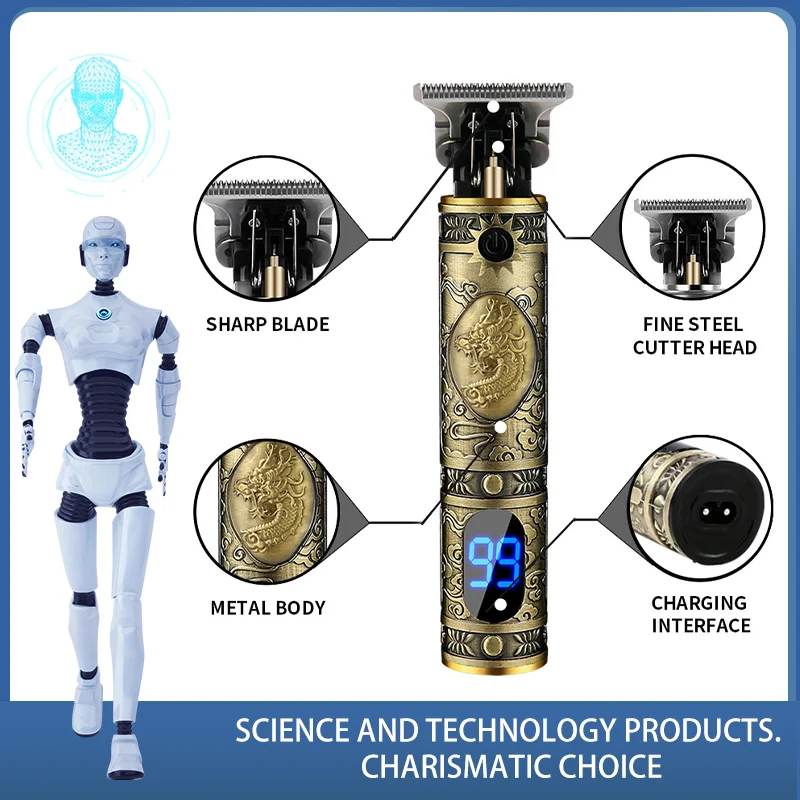 

New LCD Display Electric Hair Clipper Charging Oil Head Electric Clipper Men's Hair Barber Electrical Hair Cutting Machine Razor