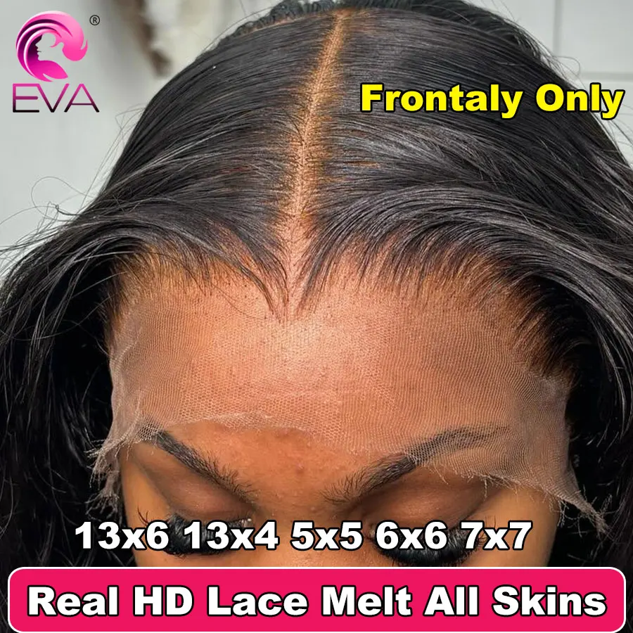 Волосы Eva 13x6 HD кружевная фронтальная застежка предварительно выщипанные прямые