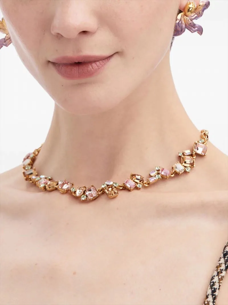 Вневременное чудесное ретро кристальное гео-паве ожерелье N серьги-гвоздики для