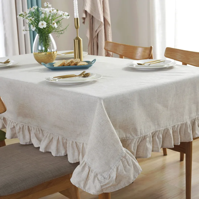 

Solid Color Table Cloth Lotus Lace Tablecloth Dining Room Decorations For Home Cotton Linen Table Cloth Table Picnic Party Pad
