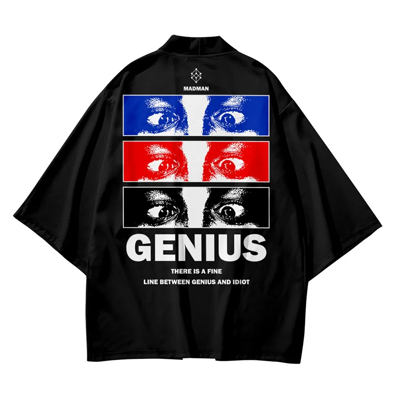 Рубашки-кимоно Genius and madman для мужчин и женщин 3D печать уличная одежда рукава три