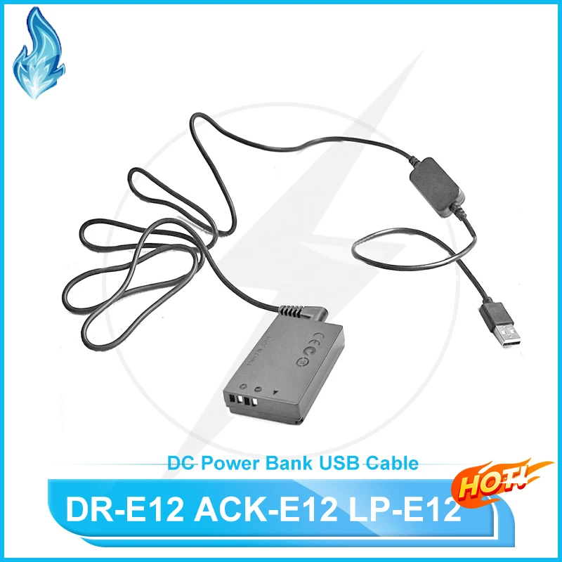 Фото Флейоресцентный аккумулятор LP E12 LPE12, флейоресцентный аккумулятор и внешний аккумулятор постоянного тока, USB-кабель для Canon EOS M M2 M10 M50 M100 M200 M50, 2 USB-кабеля для зарядного устройства №1