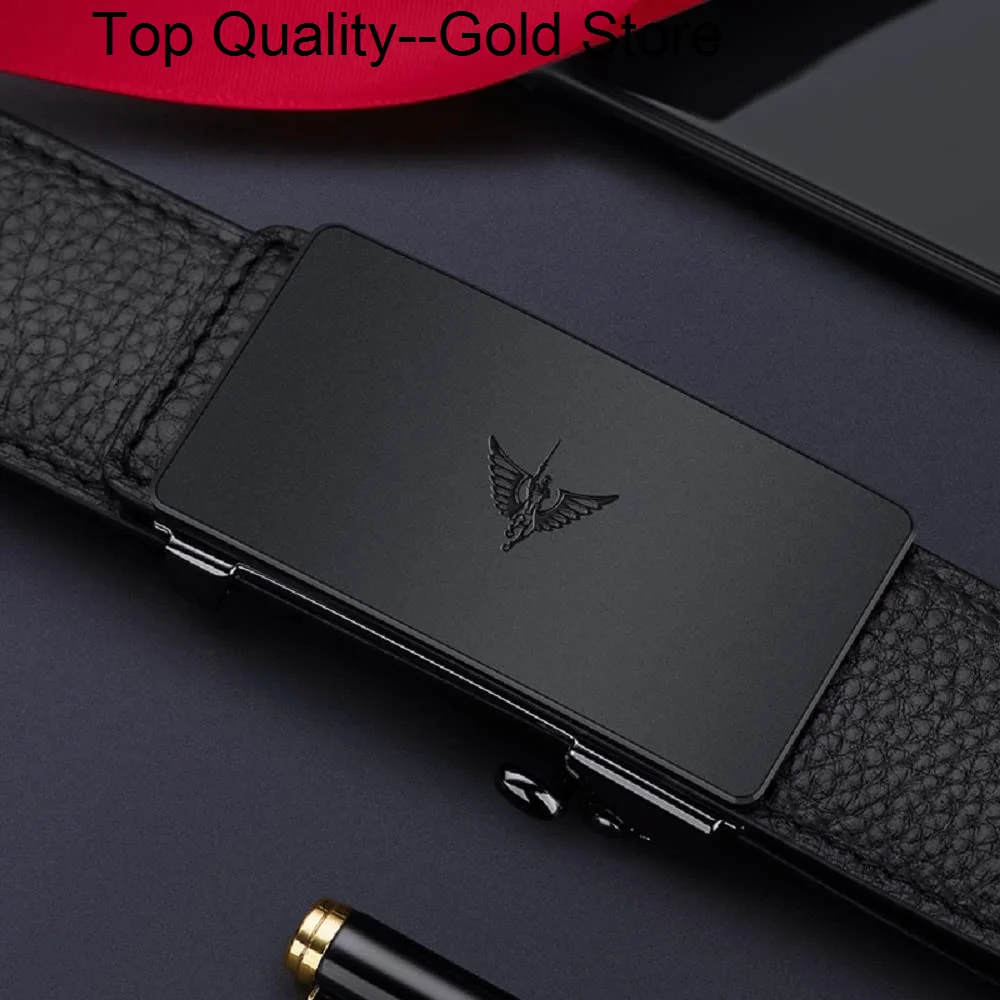 VANNANBA Mens Leather Fashion Belt Automatic Buckle Ratchet Designer Belts for Men,with Gift Box
