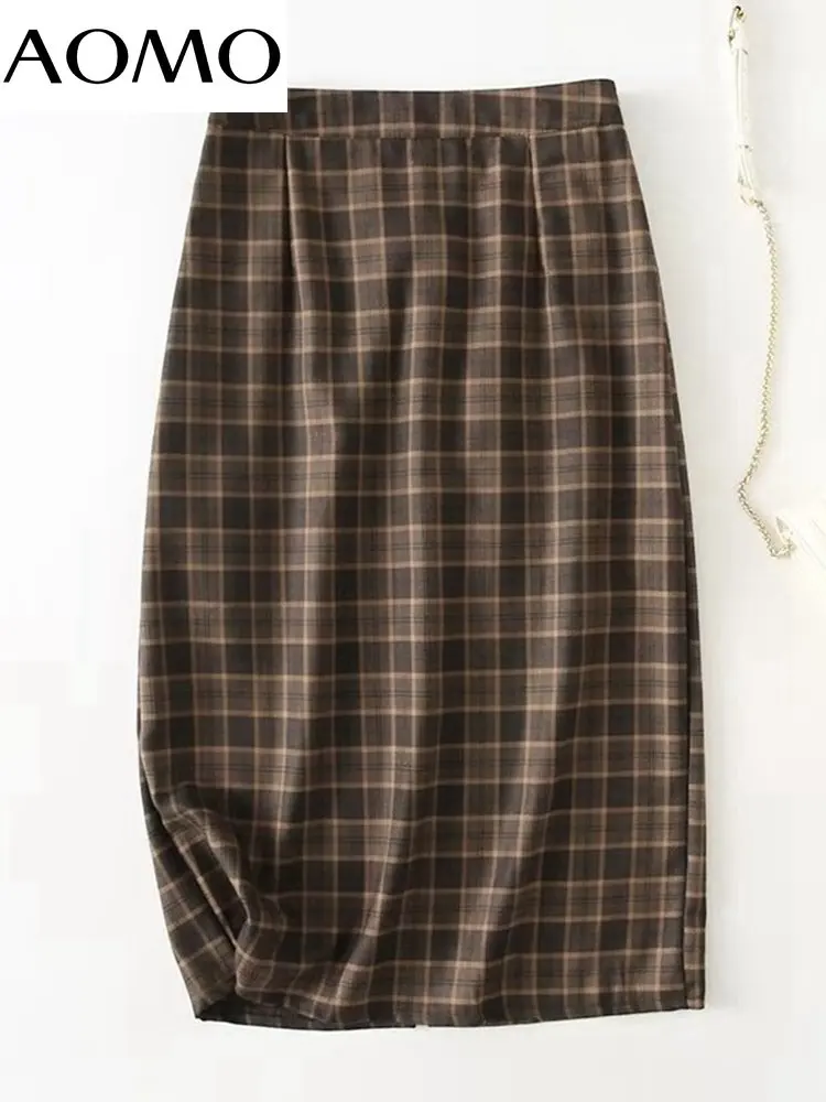 

Осень-зима 2022, Новая женская плиссированная юбка AOMO с принтом, юбка стрейч на талии YU292A