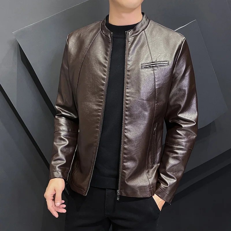 

New AUTUMN WINTER LEATHER COAT MALE COAT TIDE NEW HAN HIGH-END HANDSOME LEISURE TREND HANDSOME YOUTH LEATHER jacket