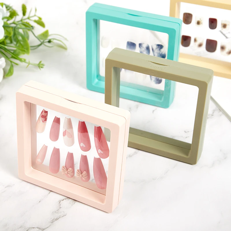 

1 PC Fake nail Packing Box Black White Nail Art Display Stand Plastic Film Window Design Manicure Tools Gift Boxes