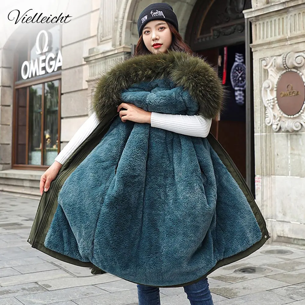 

Vielleicht 2021 New Cotton Thicken Warm Winter Jacket Coat Women Casual Parka Winter Clothes Fur Lining Hooded Parka Mujer Coats