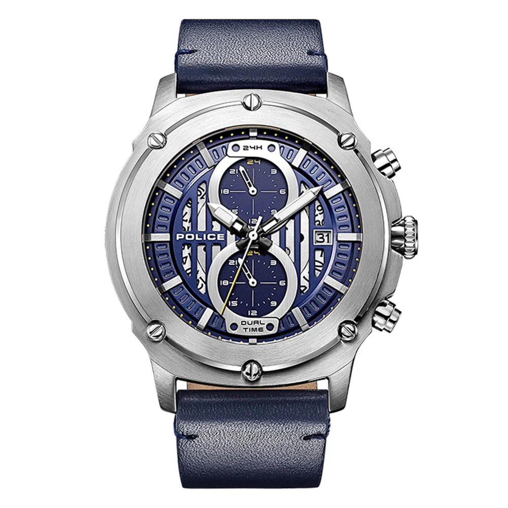 

Police Watch Men's Trendy Fashion Waterproof Quartz Watch Multi-function Large Dial Top Brand Leather Sports Chronograph Watch