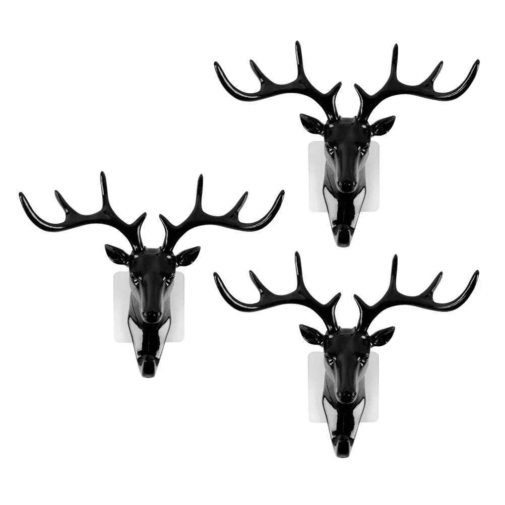 

3Pcs Stereoscopic Deer Head Shape Hook Wall Mounted Clothes Rack Wall Hook Clothes Coat Hooks Hat Holder Organizer for Home