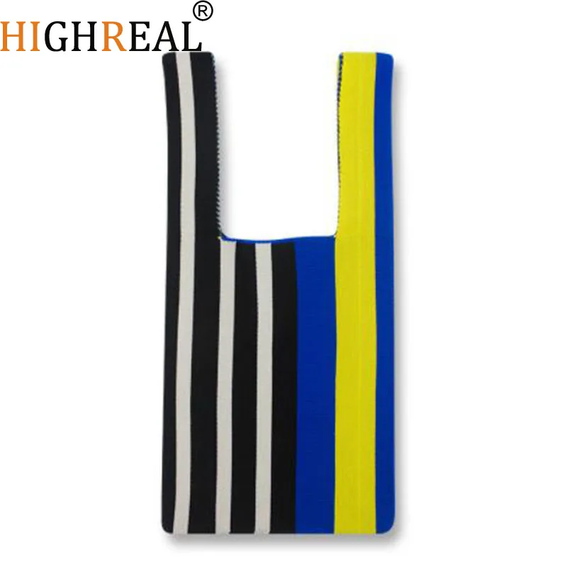 

Women's Knot Color Stripe Panelled Handbag Fashion Knit Shoulder Bag Student Casual Large Capacity Foldable Shopping Wrist Bags