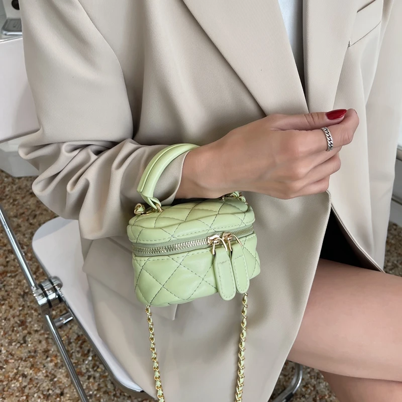 

Luxury Mini Cute Totes Box Shape PU Leather Crossbody Bag with Short Handle for Women 2022 Summer Kawaii Shoulder Handbag Brand