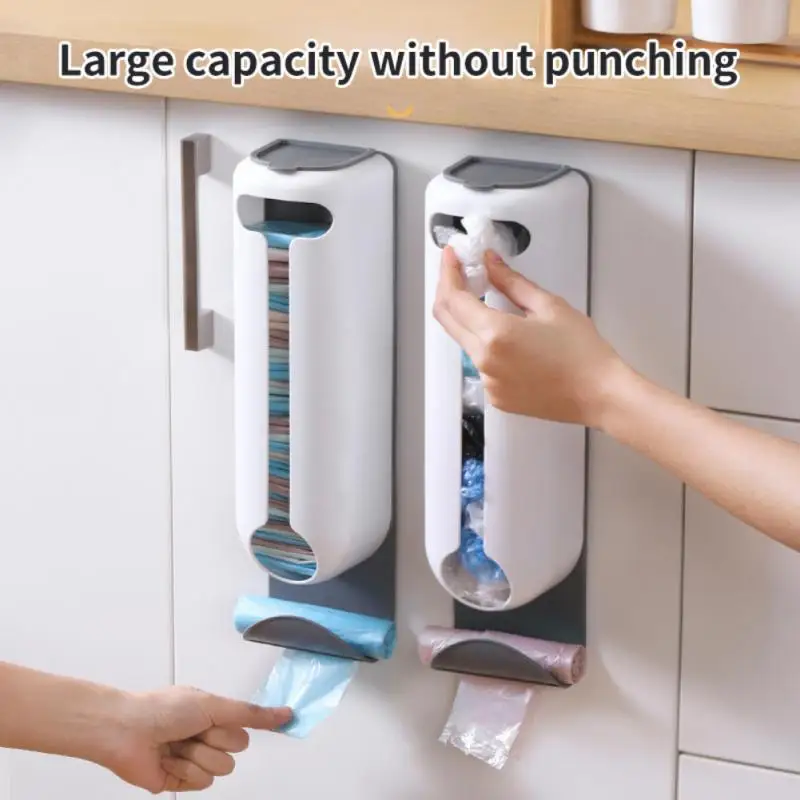 

Wall Hanging Kitchen Plastic Bag Holder Organizer No Punching Plastic Bag Storage Rack Kitchen Bathroom Dual-purpose Punch-free