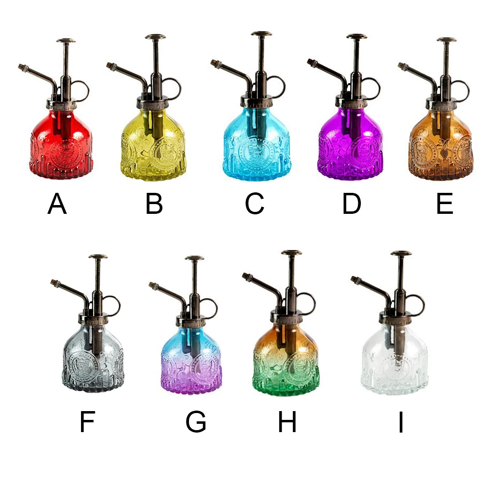 

Glass Embossed Watering Can Air Pressure Spray Pot Plant Diffuser Kettle Vintage Sprinkler for Office Garden Balcony