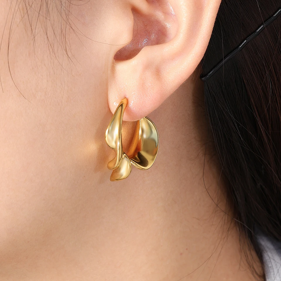 Открытые парные кольца FEEHOW золотого цвета с геометрическим дизайном модное