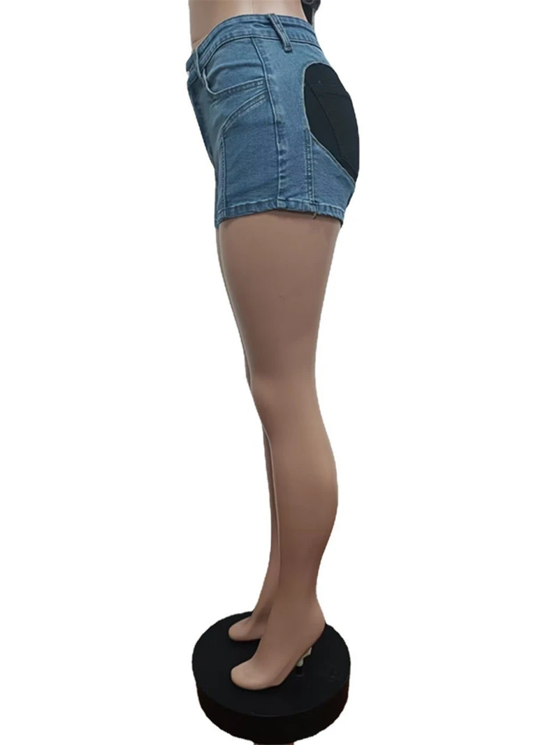 Color Patchwork Summer Jeans Shorts Women Fashion Sexy Stretchy Button Fly Casual Denim Pants Streetwear Ladies Trousers