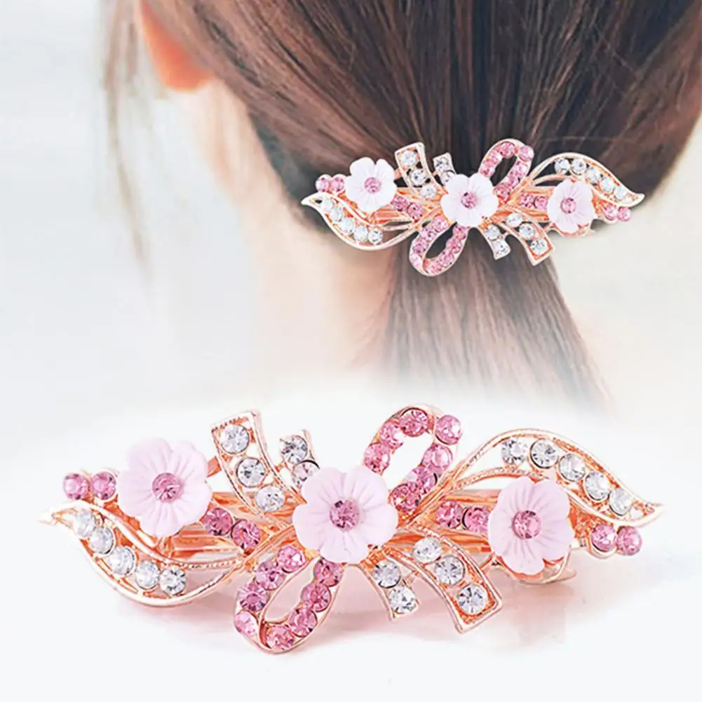 

Bowknot Flower Decor Hair Pin Peacock Shape Rhinestone Shiny Girls Hair Clip Hair Styling Accessories