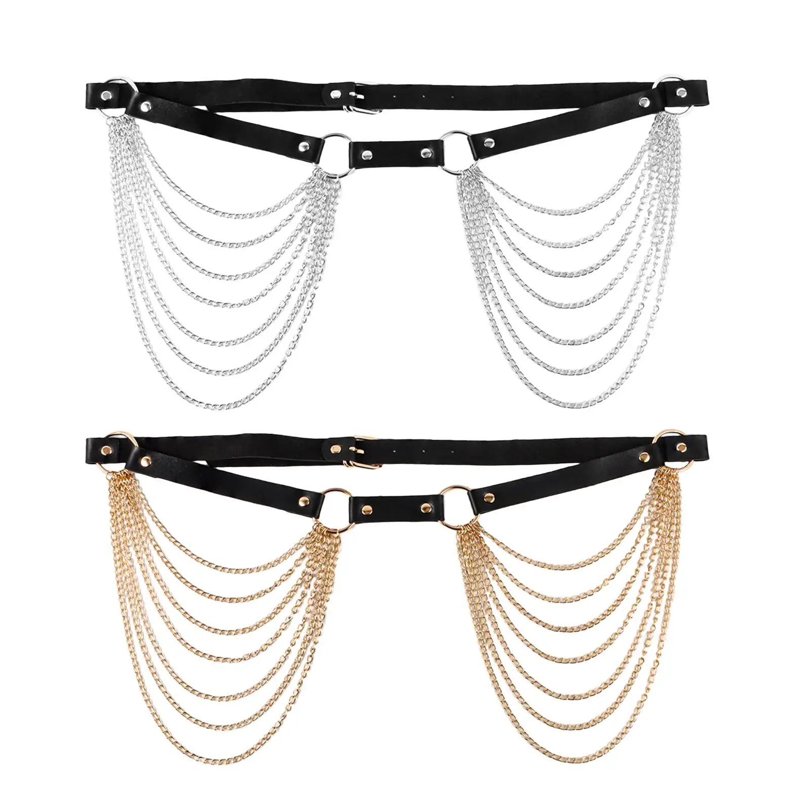 Waist Belt with Chain Hiphop Punk Body Jewelry Corset Belt Durable Accessories Decorative Cosplay Chain Belt for Nightclub Party