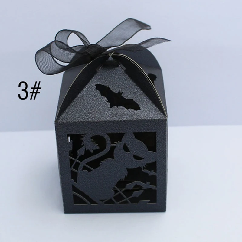 

50pcs Halloween Theme Candy Box Gift Bags Multiple Pattern Style Favors for Guests Candy Gift Packaging Box for Party Decor