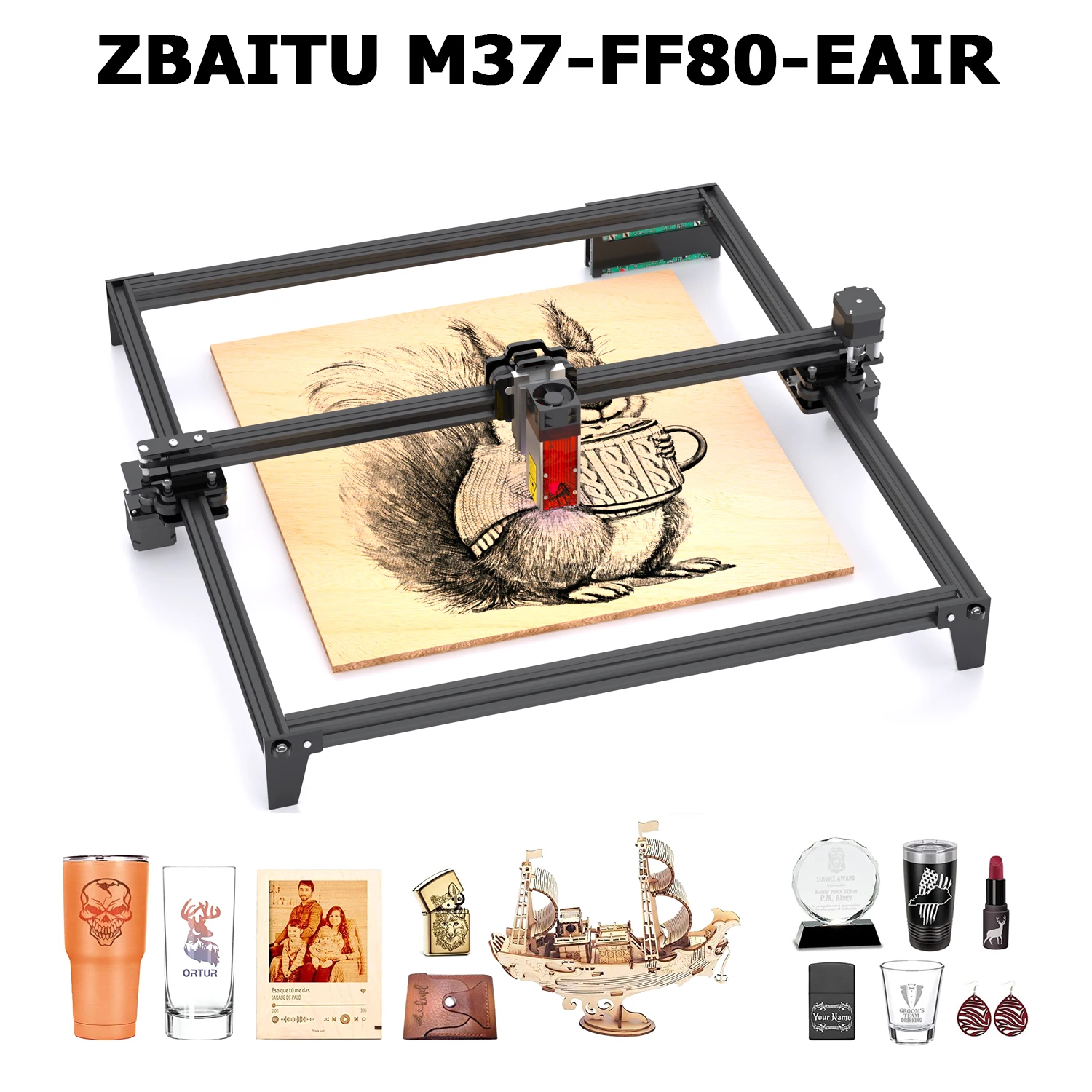 

ZBAITU 80W Laser Engraver WIFI 10W Diode Engraving Machine 37x37CM Laser Cutting Machine 450±5nm Blue Light Cnc Machine