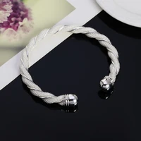 simple twisted wire cuff bracelet 925 silver bangles for 2022 women fashion jewelry high quality handmade anniversary gift