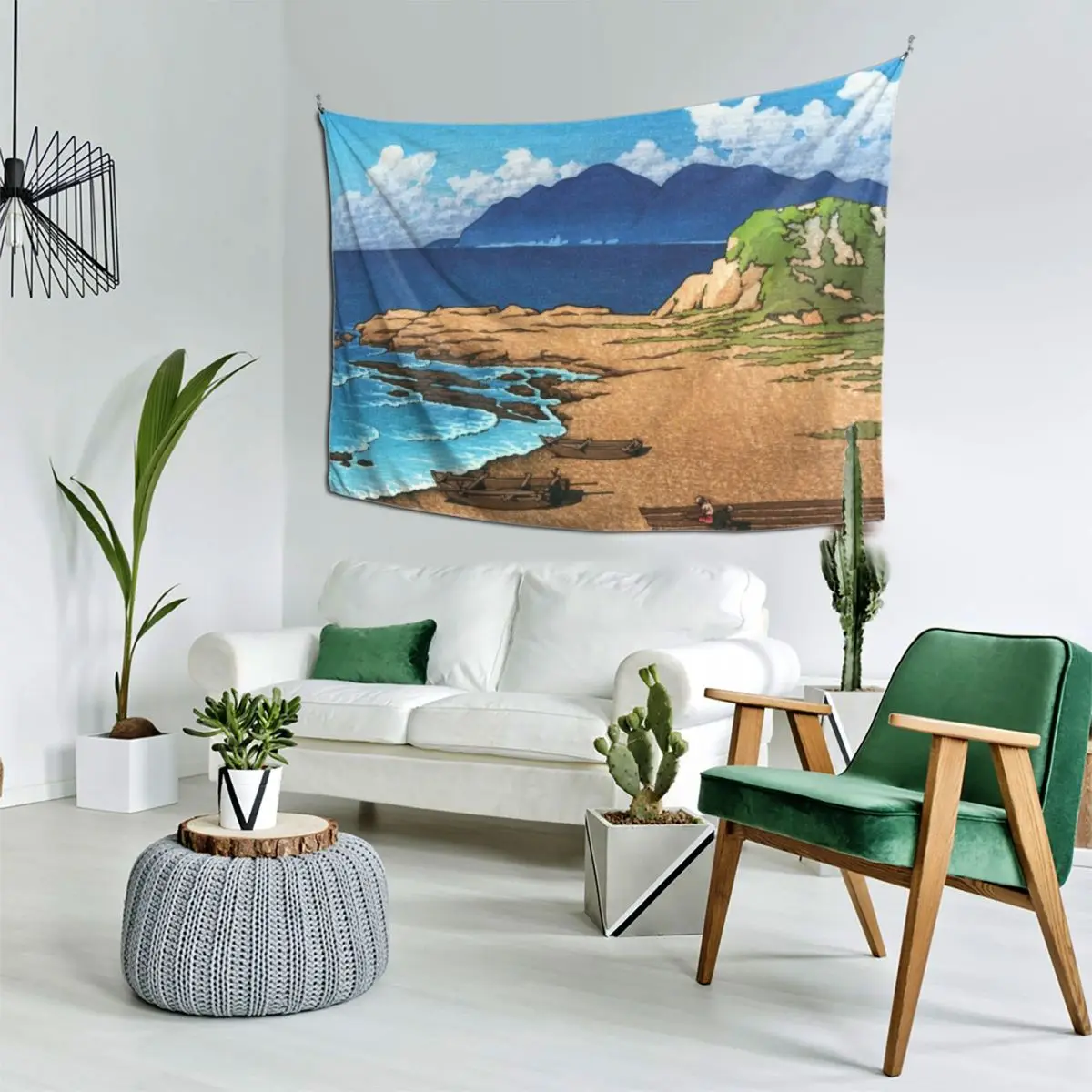 Гобелен Mera in Boshu от Kawase Hasui для организации и украшения спальни обои настенный